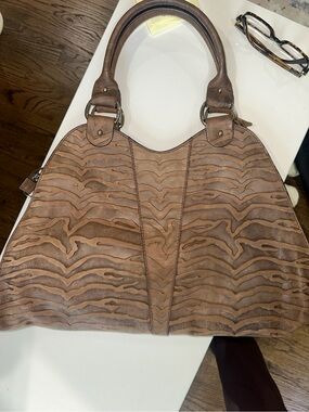 Fendi Brown Textured Leather Shoulder Bag